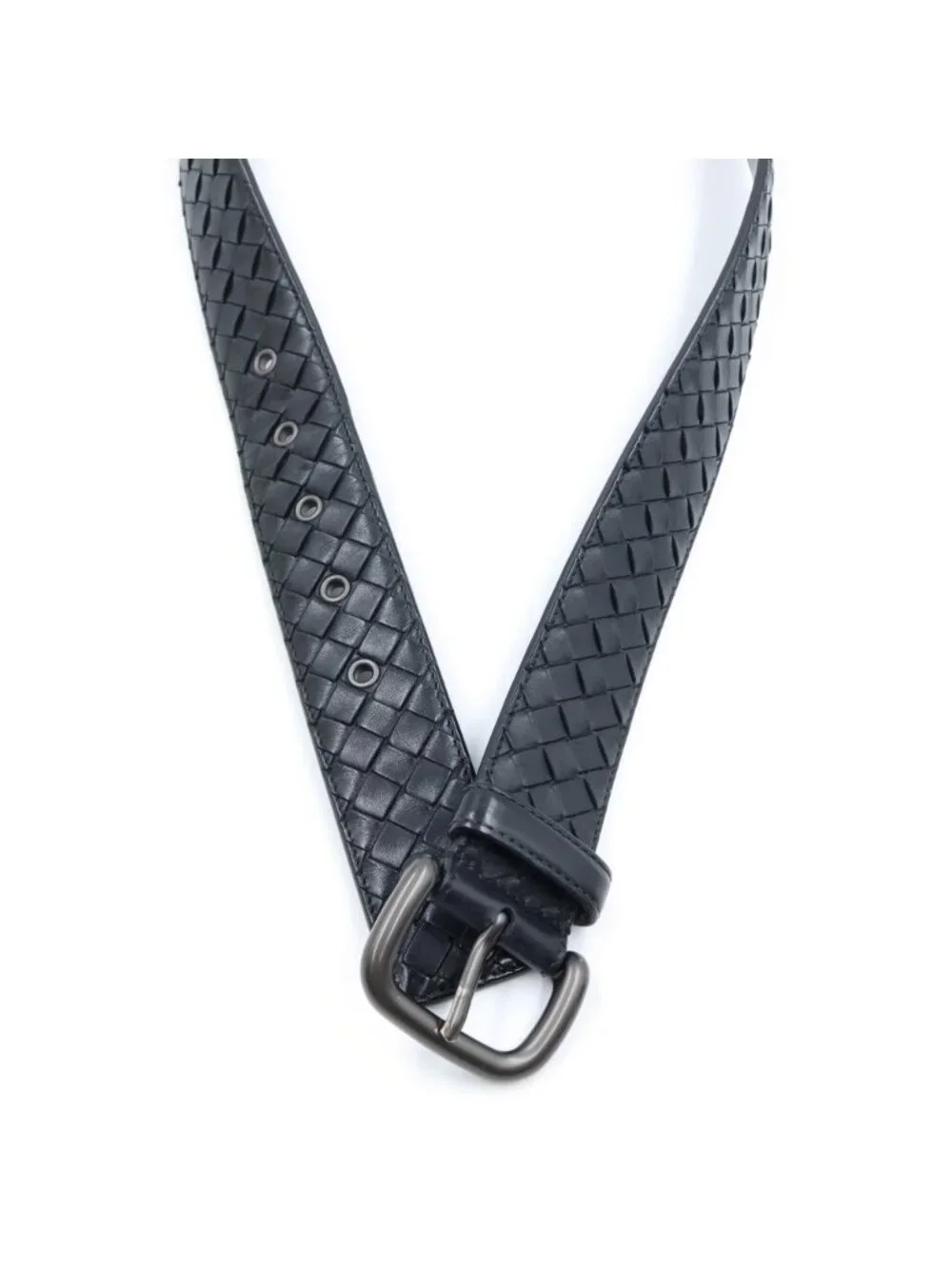 Bottega Veneta Intrecciato Braided Leather Belt Black
